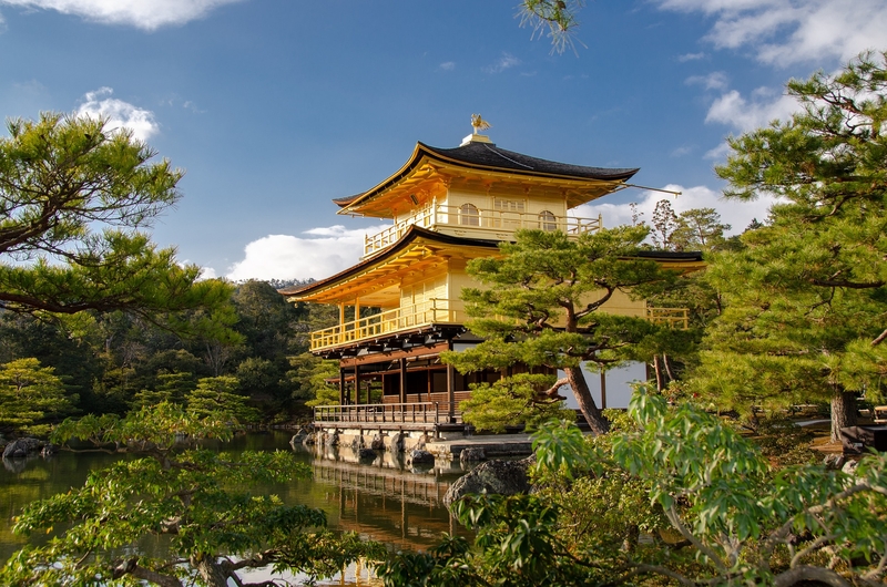 Japanese temple building in the garden