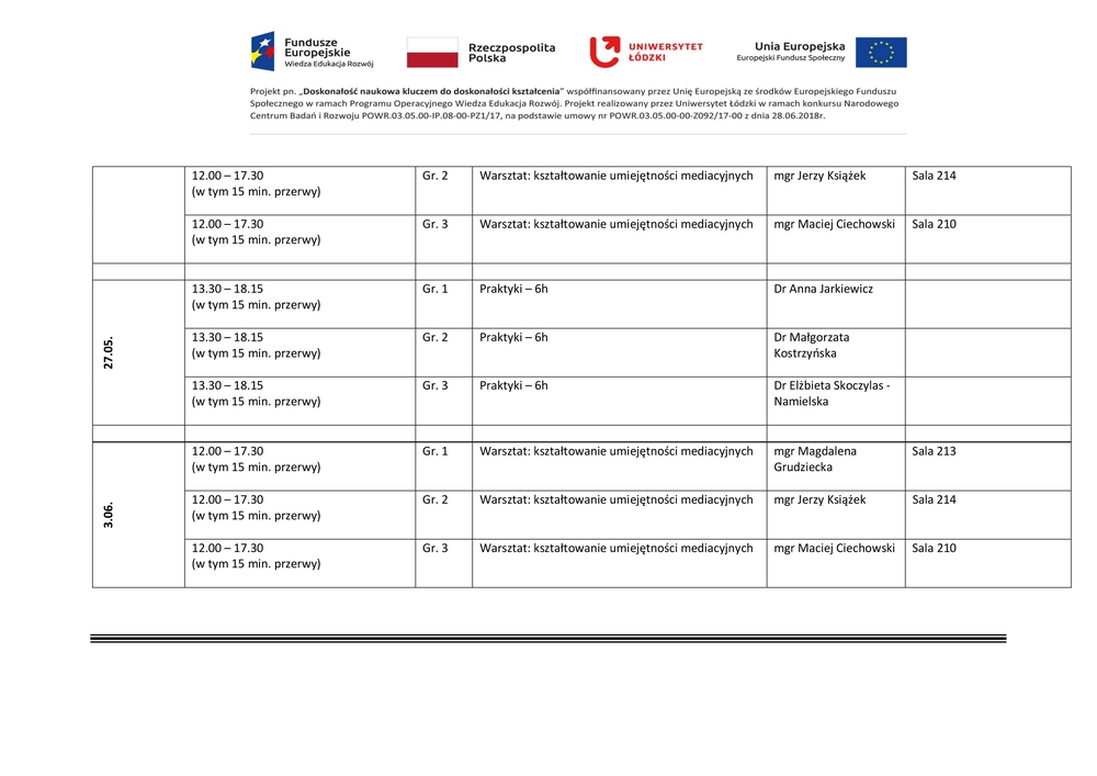 Plan zajęć